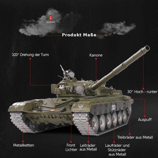 Ferngesteuerter Panzer mit Schuss Russicher T-72 Heng Long 116 , Stahlgetriebe -2,4Ghz V 6.0 -PRO 3