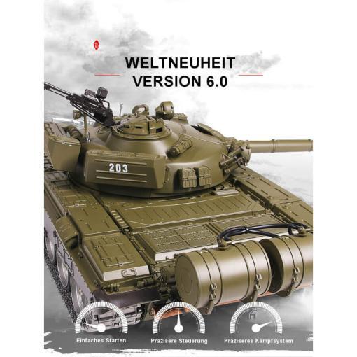 Ferngesteuerter Panzer mit Schuss Russicher T-72 Heng Long 116 , Stahlgetriebe -2,4Ghz V 6.0 -PRO 6