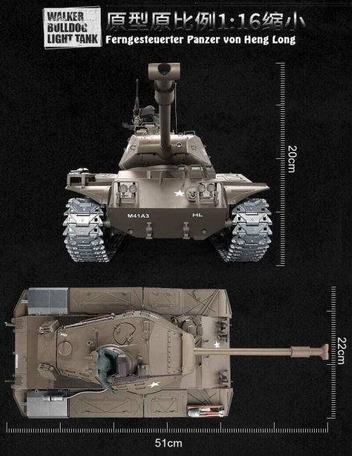 Ferngesteuerter Panzer mit Schuss U.S. M41 A3 WALKER BULLDOG Heng Long 1-16 -2,4Ghz V6.0 -PRO -13