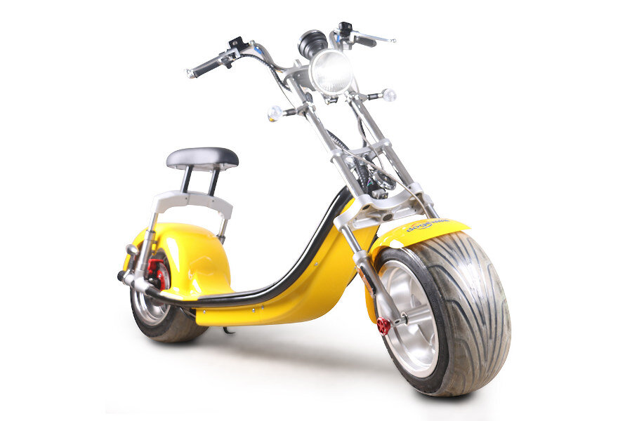 Elektro Roller Coco Bike E-Chopper mit Straßenzulassung bis zu 50 Km/h in Gelb 