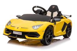 Kinderfahrzeug - Elektro Auto "Lamborghini Aventador SVJ" - lizenziert - 12V7AH, 2 Motoren- 2,4Ghz Fernsteuerung, MP3, Ledersitz+EVA -018-Gelb