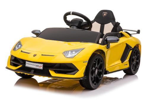 Kinderfahrzeug - Elektro Auto "Lamborghini Aventador SVJ" - lizenziert - 12V7AH, 2 Motoren- 2,4Ghz Fernsteuerung, MP3, Ledersitz+EVA -018-Gelb