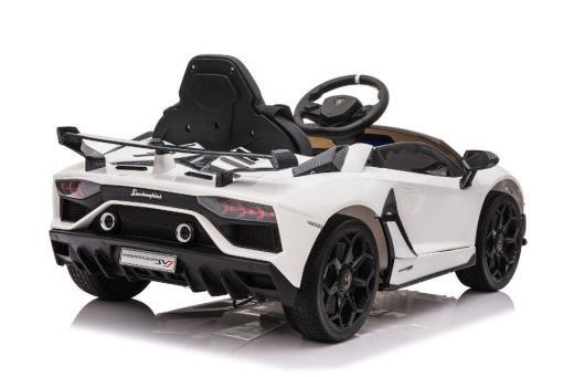 Kinderfahrzeug - Elektro Auto "Lamborghini Aventador SVJ" - lizenziert - 12V7AH, 2 Motoren- 2,4Ghz Fernsteuerung, MP3, Ledersitz+EVA -018-Weiss – Bild 3