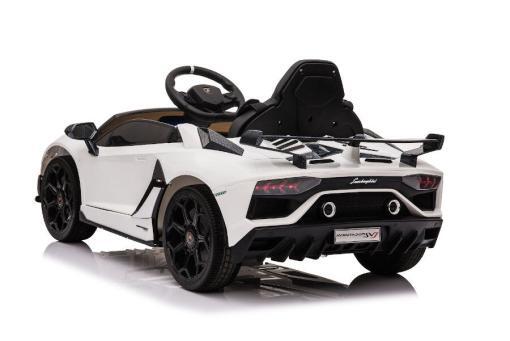 Kinderfahrzeug - Elektro Auto "Lamborghini Aventador SVJ" - lizenziert - 12V7AH, 2 Motoren- 2,4Ghz Fernsteuerung, MP3, Ledersitz+EVA -018-Weiss – Bild 2