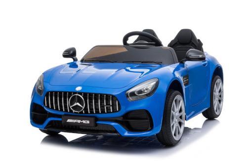 Kinderfahrzeug - Elektro Auto "Mercedes AMG GT Doppelsitzer M" - lizenziert - 12V, 2 Motoren- 2,4Ghz, MP3, Ledersitz+EVA-Blau