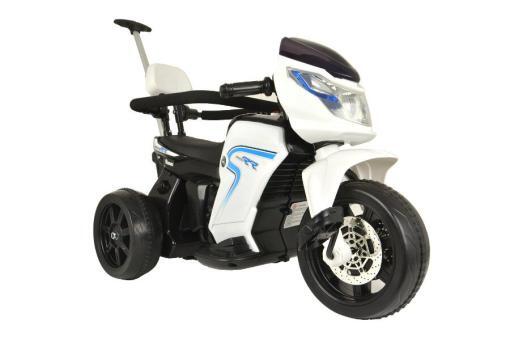 Elektro Kindermotorrad "108B" - Dreirad mit Schiebestange und Pedalen - Weiss