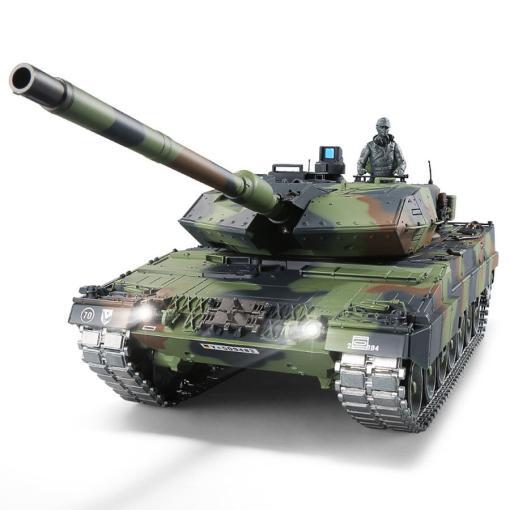 RC Panzer "German Leopard 2A6" Heng Long 1:16 mit R&S, Metallgetriebe (Stahl) und Metallketten -2,4Ghz -V 7.0 - PRO mit RRZ