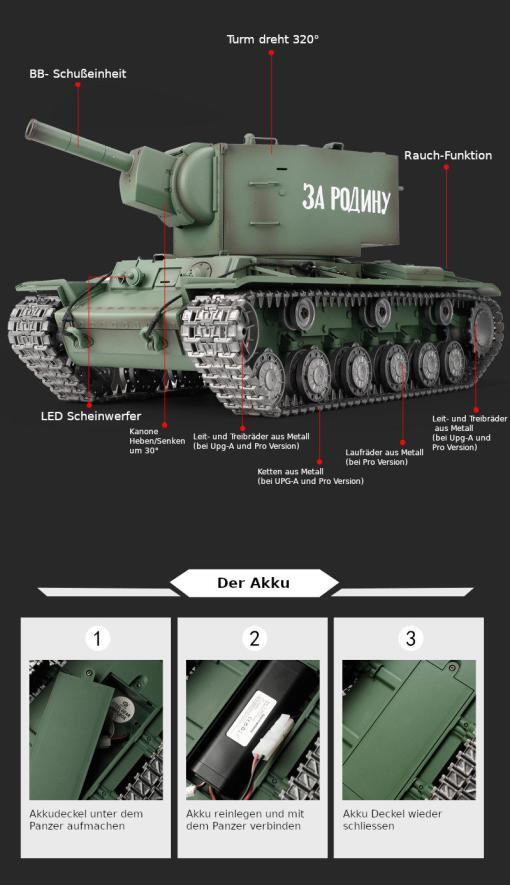ferngesteuerter panzer mit schuß funktion von henglong russicher kv-2-10