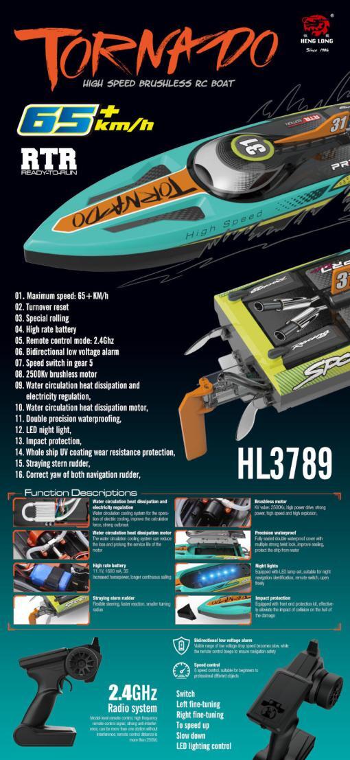 ferngesteuertes Brushless Boot Heng Long Tornado-5