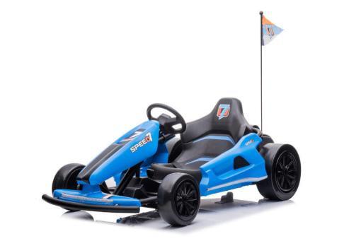 Kinder Elektroauto "e-Gokart" mit 24V und Driftfunktion + 2x 12V7A (24V7A) Akku und 2 Motoren -Blau – Bild 8