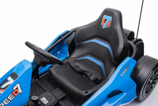 Kinder Elektroauto "e-Gokart" mit 24V und Driftfunktion + 2x 12V7A (24V7A) Akku und 2 Motoren -Blau – Bild 3