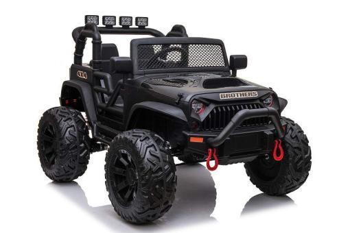 Kinderfahrzeug - Elektro Auto Offroad mit 24V Akku und 2x200W Motoren "Schwarz" 2,4Ghz+Ledersitz+EVA – Bild 3