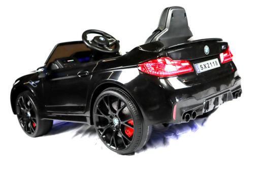 Elektro Kinderfahrzeug "BMW M5" - lizenziert - 12V7A Akku, 2 Motoren- 2,4Ghz Fernsteuerung, MP3, Ledersitz+EVA- Schwarz – Bild 4