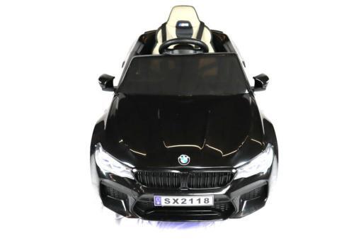 Elektro Kinderfahrzeug "BMW M5" - lizenziert - 12V7A Akku, 2 Motoren- 2,4Ghz Fernsteuerung, MP3, Ledersitz+EVA- Schwarz – Bild 2