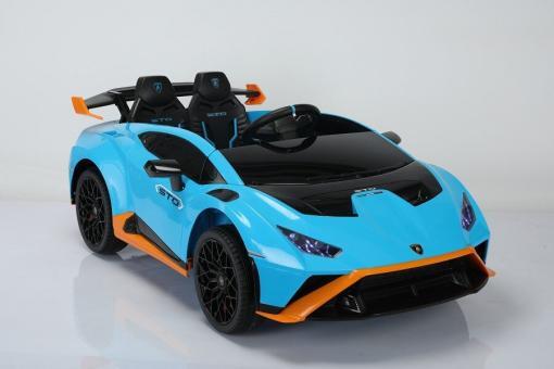 Kinder Elektroauto "Lamborghini Huracan STO" - lizenziert - 12V7A Akku, 2 Motoren- 2,4Ghz Fernsteuerung, MP3, Ledersitz+EVA