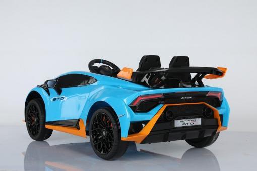 Kinder Elektroauto "Lamborghini Huracan STO" - lizenziert - 12V7A Akku, 2 Motoren- 2,4Ghz Fernsteuerung, MP3, Ledersitz+EVA – Bild 4