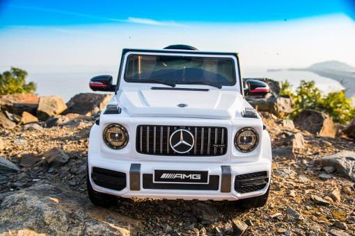 Elektro Kinderauto "Mercedes G63 AMG" - Lizenziert - 12V7AH Akku,2 Motoren- 2,4Ghz Fernsteuerung, MP3-Weiss – Bild 2