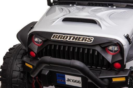 Elektro Kinderauto -  Offroad ,24V Akku, 2x200W Motoren "Lackiert Silber" 2,4Ghz+Ledersitz+EVA – Bild 10