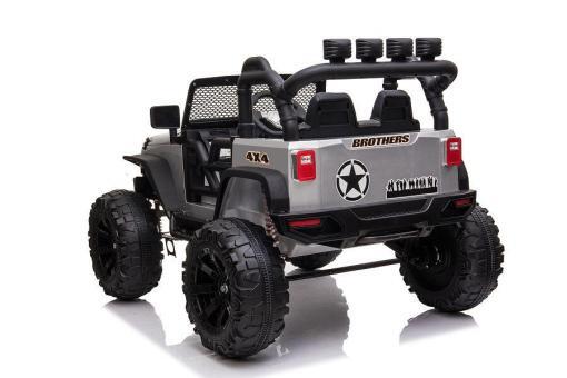 Elektro Kinderauto -  Offroad ,24V Akku, 2x200W Motoren "Lackiert Silber" 2,4Ghz+Ledersitz+EVA – Bild 3