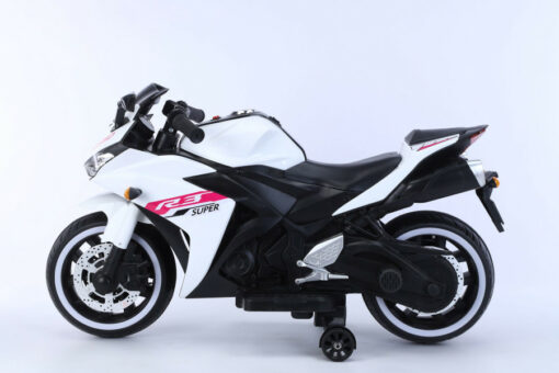 Elektro Motorrad für Kinder 888 - 12V 4,5A Akku - mit Stützräder, Musik und Lichter -Weiss – Bild 6