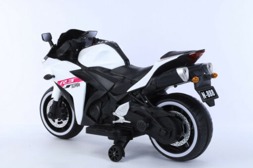 Elektro Motorrad für Kinder 888 - 12V 4,5A Akku - mit Stützräder, Musik und Lichter -Weiss – Bild 5