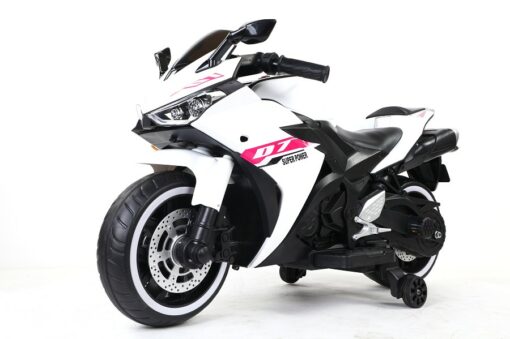 Elektro Motorrad für Kinder 888 - 12V 4,5A Akku - mit Stützräder, Musik und Lichter -Weiss – Bild 2