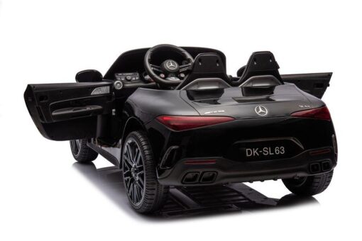 Elektro Kinderauto "Mercedes SL63 AMG" - Lizenziert - 24V Akku, 4 Motoren, 2,4Ghz Fernsteuerung, MP3+Ledersitz+EVA-Lackiert Schwarz – Bild 3