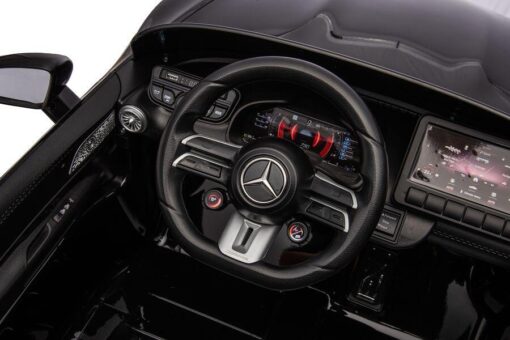 Elektro Kinderauto "Mercedes SL63 AMG" - Lizenziert - 24V Akku, 4 Motoren, 2,4Ghz Fernsteuerung, MP3+Ledersitz+EVA-Lackiert Schwarz – Bild 4