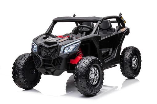 Kinder Elektro Buggy "Com 18"- 24V7A Akku,4x Motoren- 2,4Ghz, Allrad+2 Sitzer+Ledersitz+EVA -Schwarz