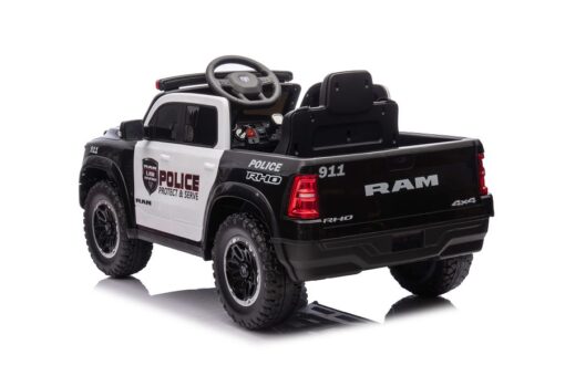 Kinderauto Elektro Polizei Dodge RAM 1500 RHO Mit Lederitz und EVA Reifen – Bild 3