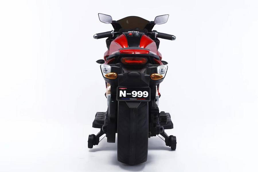 Elektrische Kindermotorrad 999- 12V7A Akku - 2 Motoren, Musik und Lichter und Ledersitz-Rot – Bild 10