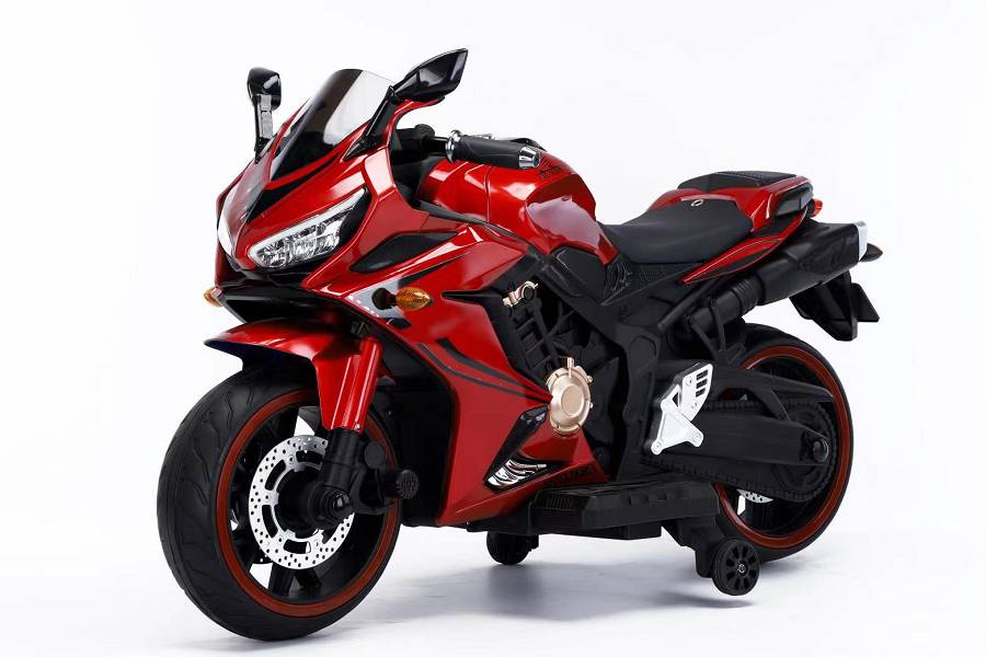 Elektrische Kindermotorrad 999- 12V7A Akku - 2 Motoren, Musik und Lichter und Ledersitz-Rot – Bild 9