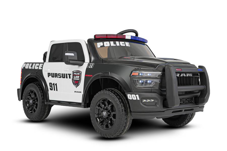 Polizei Kinderfahrzeug Dodge RAM 2500 "Rebel" 24V Mit Ledersitz, 2 Sitzer und EVA Reifen – Bild 2