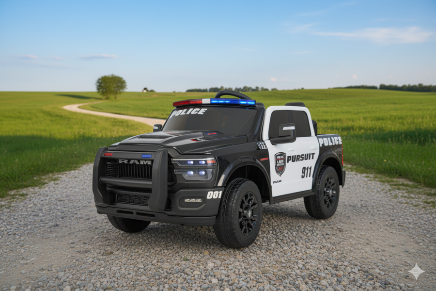Polizei Kinderfahrzeug Dodge RAM 2500 "Rebel" 24V Mit Ledersitz, 2 Sitzer und EVA Reifen – Bild 4