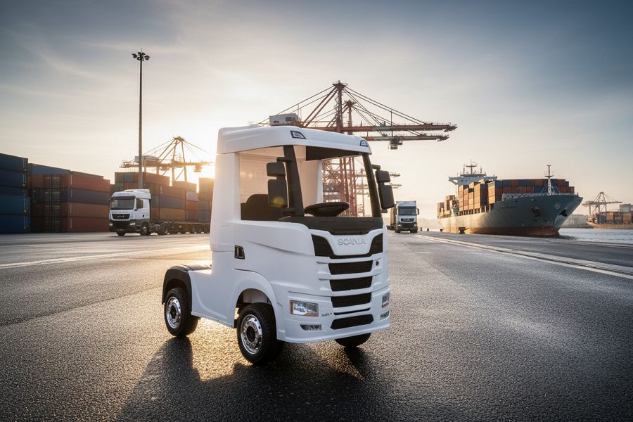 Elektro Kinder LKW "SCANIA R Series" – 4-Motoren, 2x12V Akku, 2.4G, EVA-Reifen, Ledersitz-Weiss – Bild 3