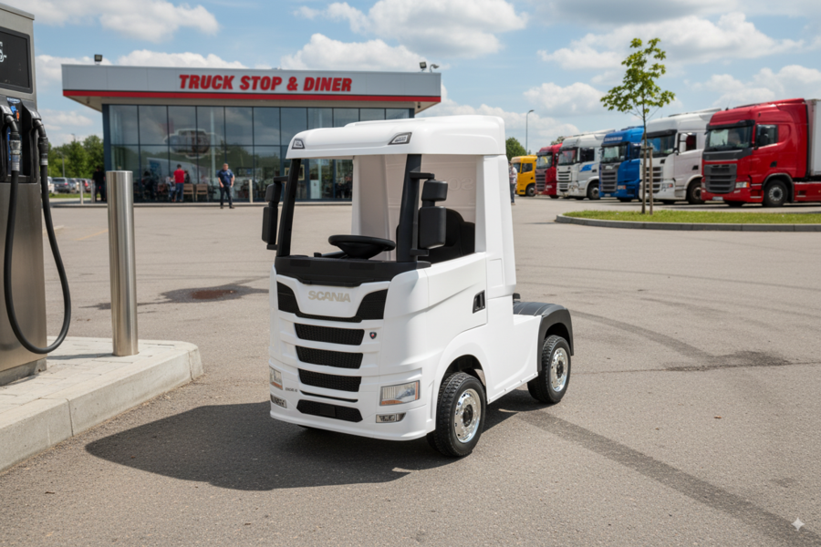 Elektro Kinder LKW "SCANIA R Series" – 4-Motoren, 2x12V Akku, 2.4G, EVA-Reifen, Ledersitz-Weiss – Bild 5