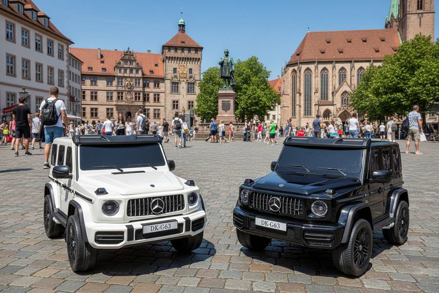 Elektro Kinderauto „Mercedes G63 AMG“ – Lizenziert –2 Sitzer- 24V 200W, Allrad- 2,4Ghz, MP3+Ledersitz+EVA-Weiss – Bild 4