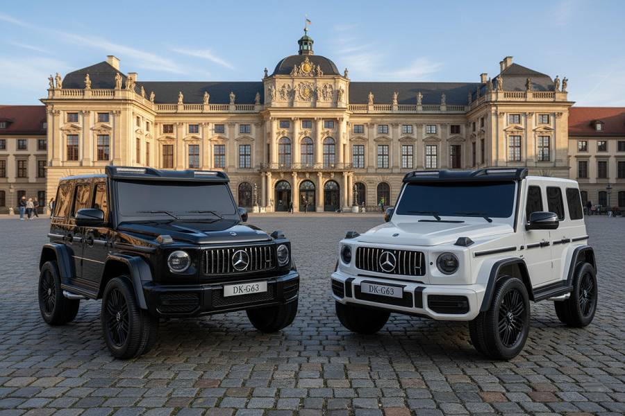 Elektro Kinderauto „Mercedes G63 AMG“ – Lizenziert –2 Sitzer- 24V 200W, Allrad- 2,4Ghz, MP3+Ledersitz+EVA-Weiss – Bild 8