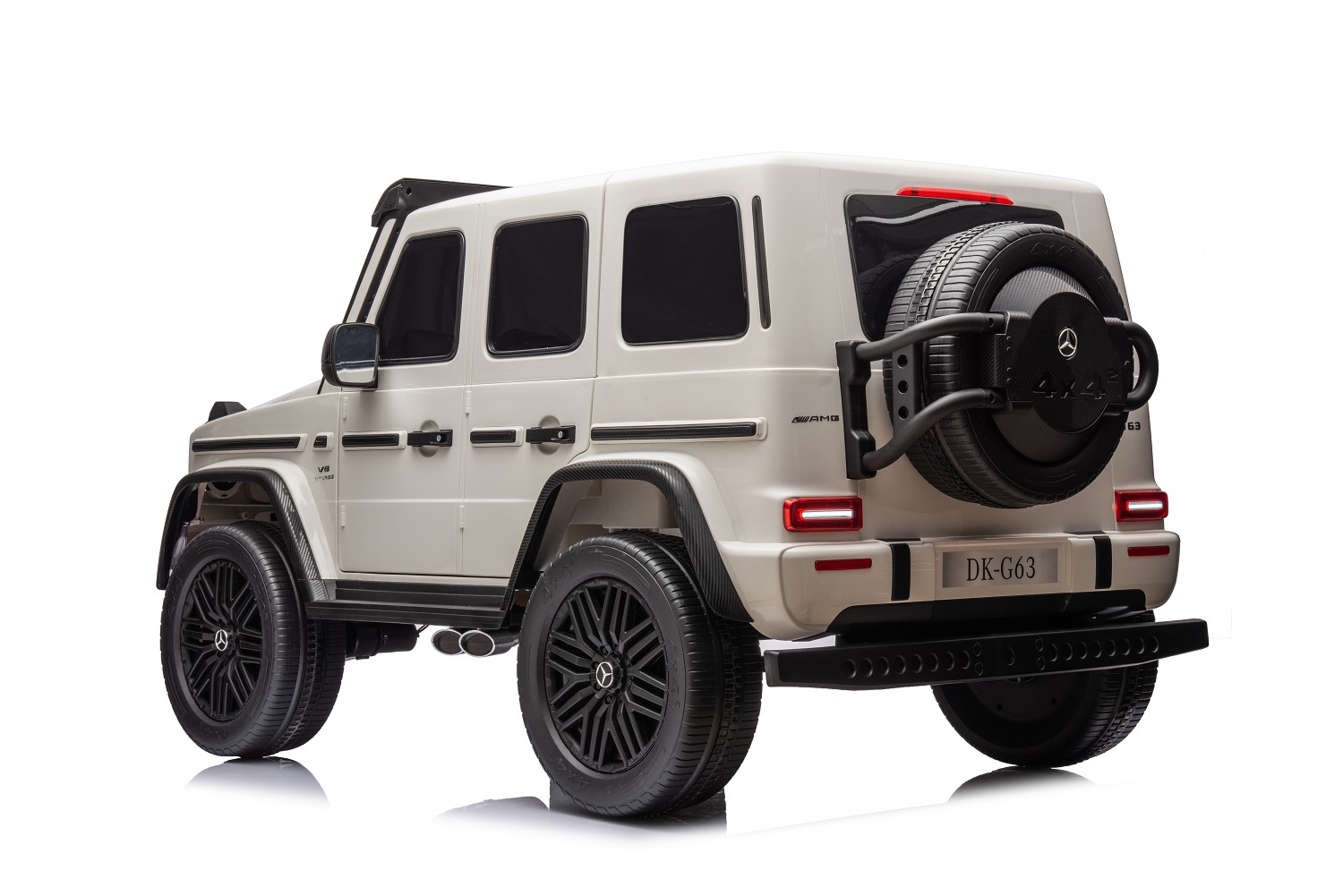 Elektro Kinderauto „Mercedes G63 AMG“ – Lizenziert –2 Sitzer- 24V 200W, Allrad- 2,4Ghz, MP3+Ledersitz+EVA-Weiss – Bild 9