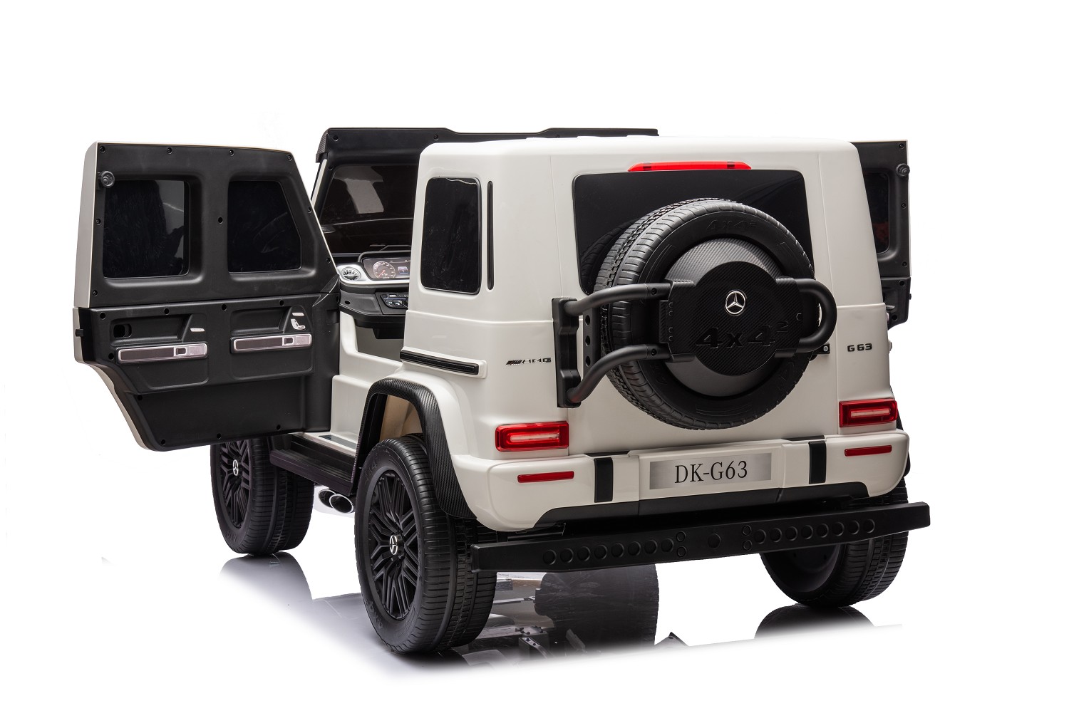 Elektro Kinderauto „Mercedes G63 AMG“ – Lizenziert –2 Sitzer- 24V 200W, Allrad- 2,4Ghz, MP3+Ledersitz+EVA-Weiss – Bild 19