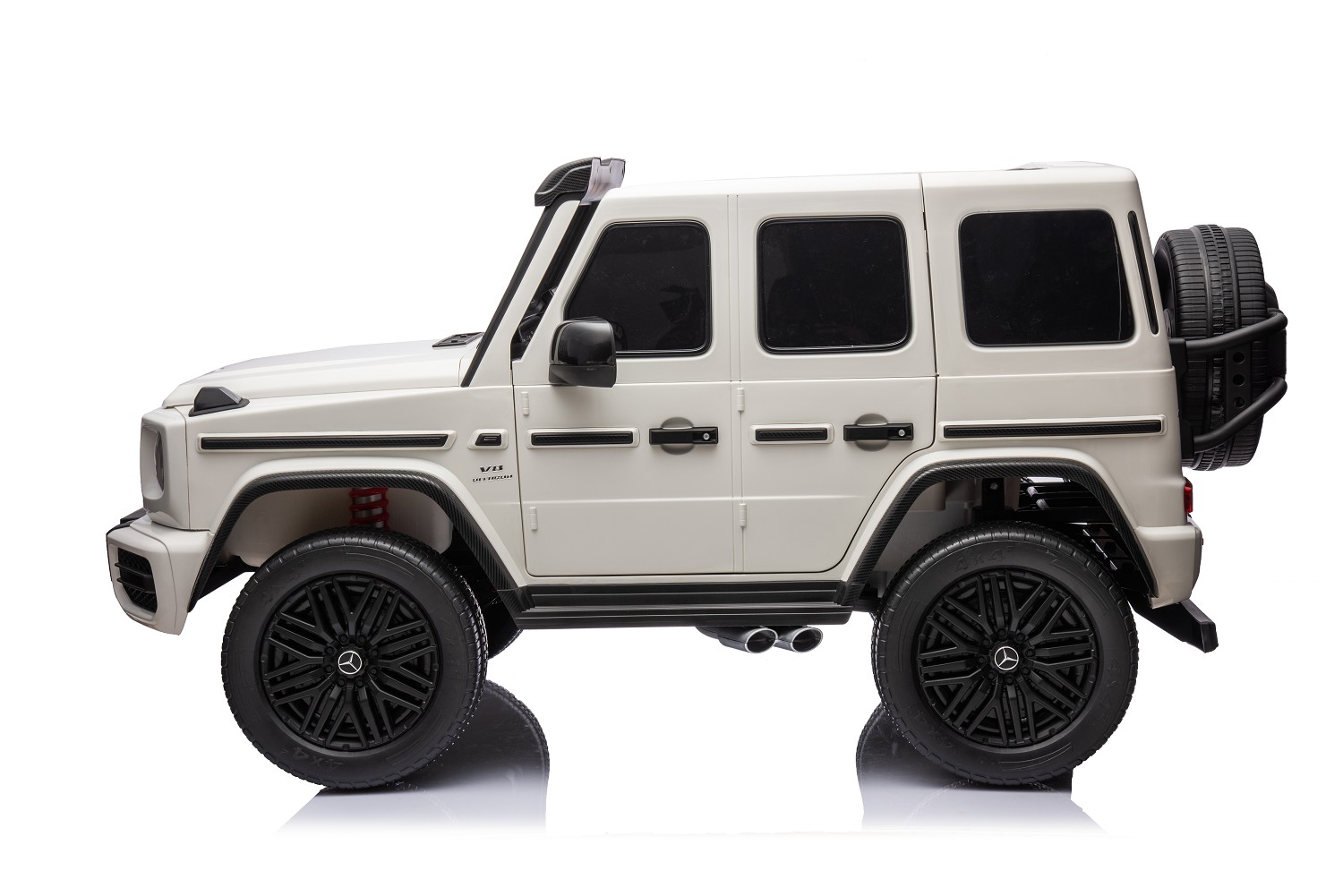 Elektro Kinderauto „Mercedes G63 AMG“ – Lizenziert –2 Sitzer- 24V 200W, Allrad- 2,4Ghz, MP3+Ledersitz+EVA-Weiss – Bild 10