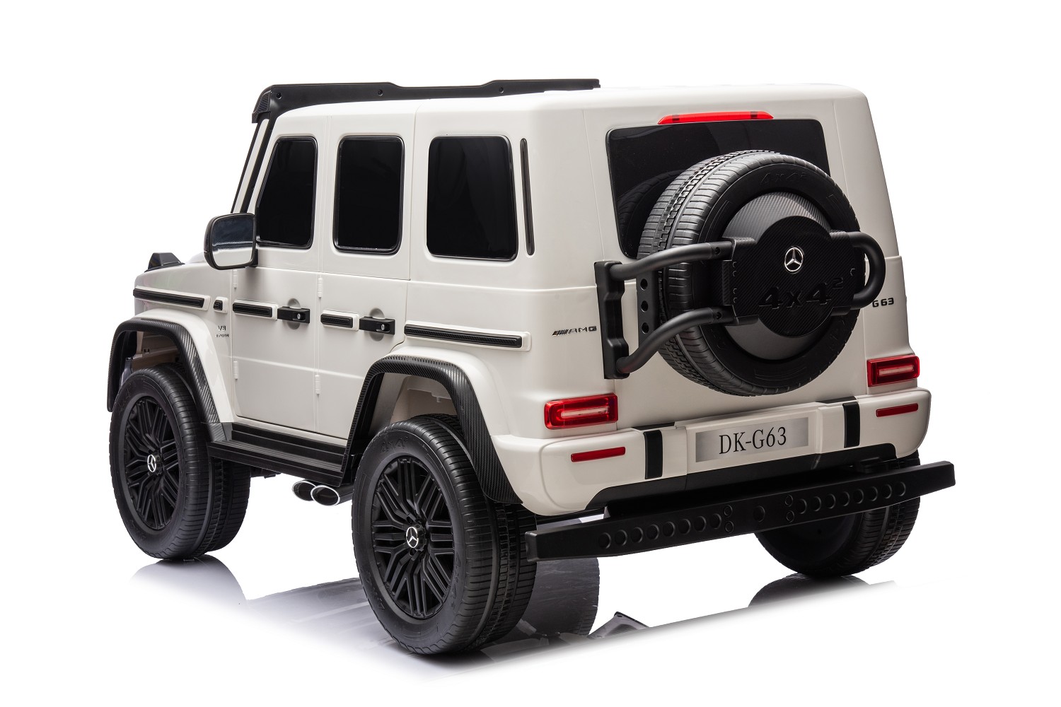 Elektro Kinderauto „Mercedes G63 AMG“ – Lizenziert –2 Sitzer- 24V 200W, Allrad- 2,4Ghz, MP3+Ledersitz+EVA-Weiss – Bild 15