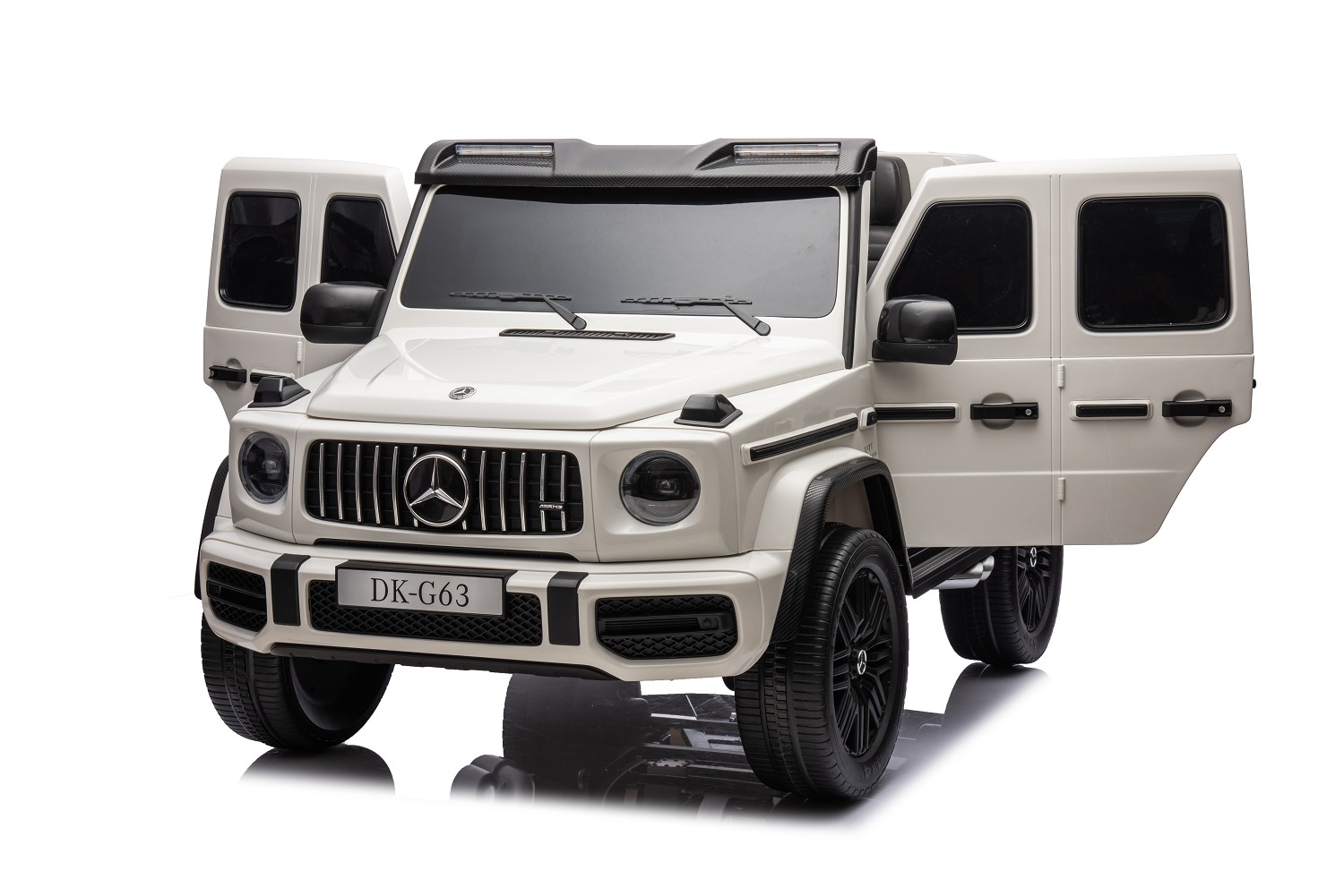 Elektro Kinderauto „Mercedes G63 AMG“ – Lizenziert –2 Sitzer- 24V 200W, Allrad- 2,4Ghz, MP3+Ledersitz+EVA-Weiss – Bild 16