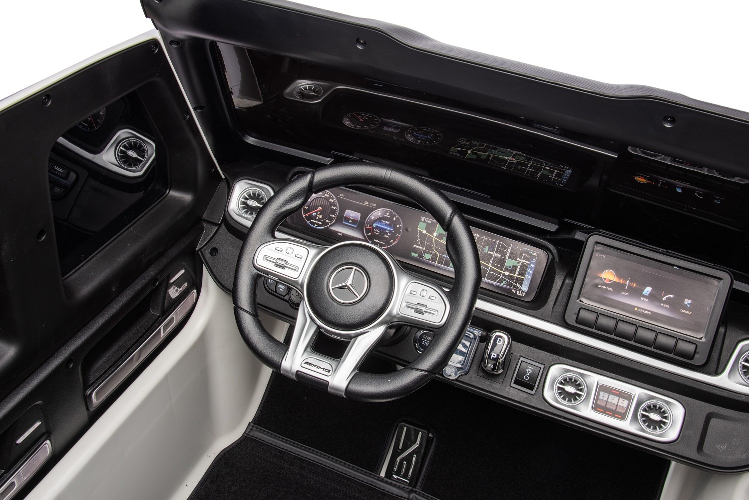 Elektro Kinderauto „Mercedes G63 AMG“ – Lizenziert –2 Sitzer- 24V 200W, Allrad- 2,4Ghz, MP3+Ledersitz+EVA-Weiss – Bild 11