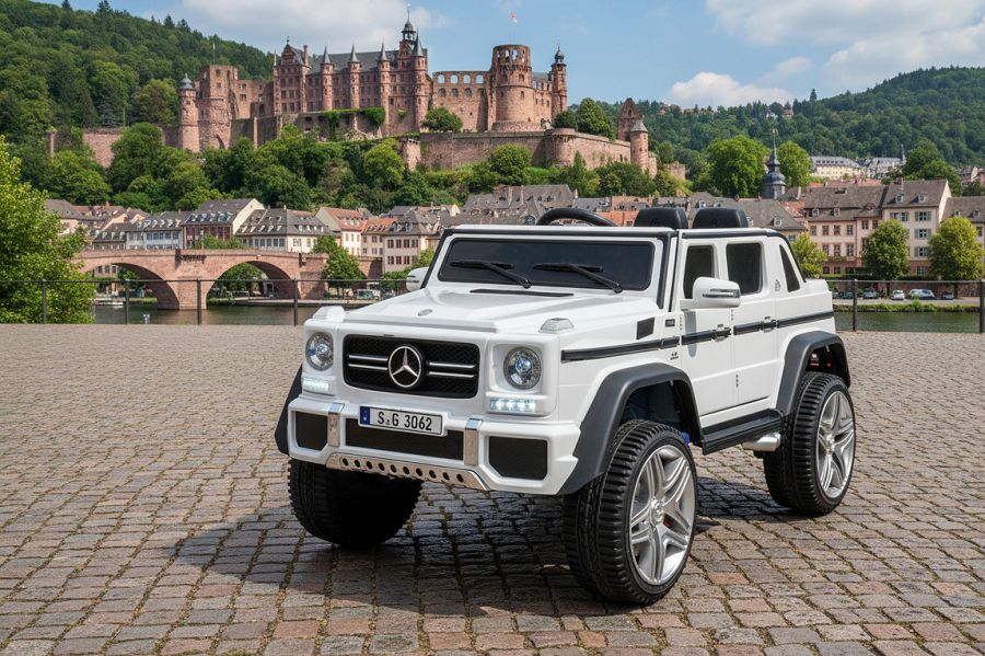 Elektro Auto Kinderfahrzeug „Mercedes Maybach G650“ – Lizenziert –2 Sitzer- 24V, 4 Motoren- 2,4Ghz, MP3+Ledersitz+EVA-Weiss – Bild 16