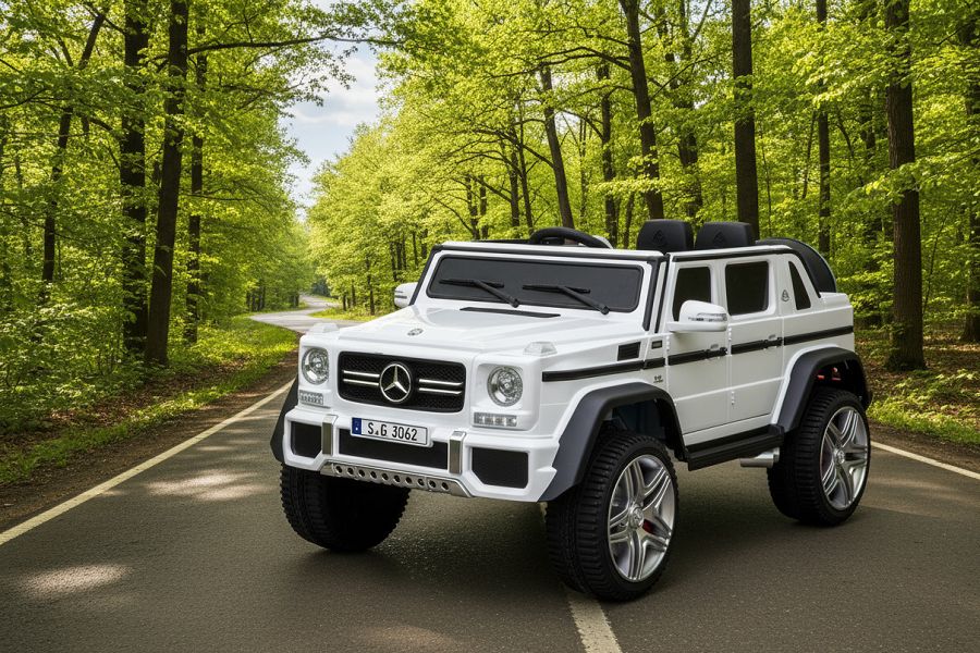Elektro Auto Kinderfahrzeug „Mercedes Maybach G650“ – Lizenziert –2 Sitzer- 24V, 4 Motoren- 2,4Ghz, MP3+Ledersitz+EVA-Weiss – Bild 12