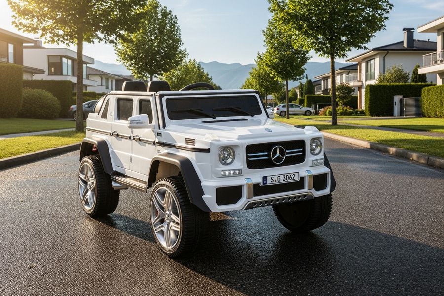 Elektro Auto Kinderfahrzeug „Mercedes Maybach G650“ – Lizenziert –2 Sitzer- 24V, 4 Motoren- 2,4Ghz, MP3+Ledersitz+EVA-Weiss – Bild 2