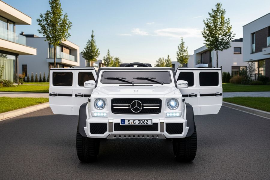 Elektro Auto Kinderfahrzeug „Mercedes Maybach G650“ – Lizenziert –2 Sitzer- 24V, 4 Motoren- 2,4Ghz, MP3+Ledersitz+EVA-Weiss – Bild 6
