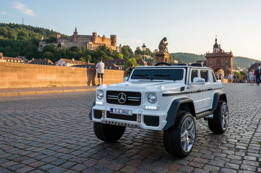 Elektro Auto Kinderfahrzeug „Mercedes Maybach G650“ – Lizenziert –2 Sitzer- 24V, 4 Motoren- 2,4Ghz, MP3+Ledersitz+EVA-Weiss – Bild 7