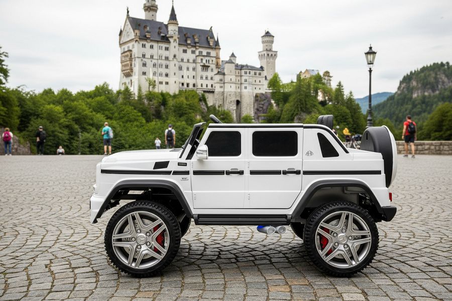 Elektro Auto Kinderfahrzeug „Mercedes Maybach G650“ – Lizenziert –2 Sitzer- 24V, 4 Motoren- 2,4Ghz, MP3+Ledersitz+EVA-Weiss – Bild 5